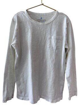 Crewcuts White Long Sleeve Cotton Pocket Tee — Size M (8–9)